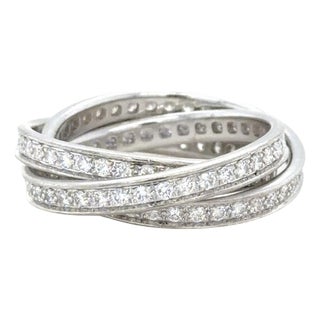 Mid 20th Century Cartier, 18k White Gold and Diamond Trinity Ring, Size 11 For Sale