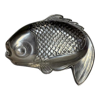 Vintage Hand-Cast Mexican Pewter Koi Fish Platter - Guadalajara For Sale