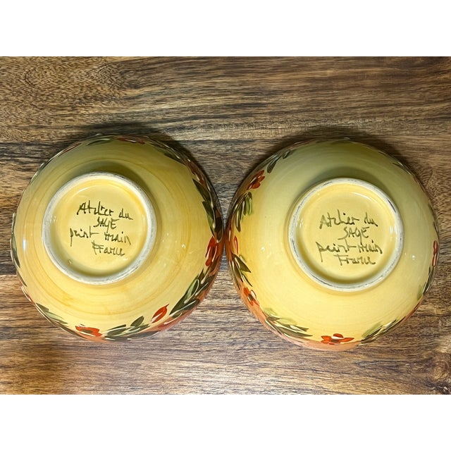 French Vintage Hand-Painted French Ceramic Bowls For Sale - Image 3 of 7