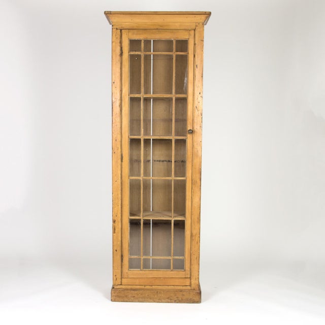 Irish Pine Display With a Single Mullioned Glass Door Chairish