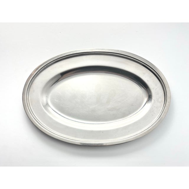 Vintage Japanese Set of 6 Stainless Steel 18/8 Oval Serving Platters For Sale - Image 4 of 7