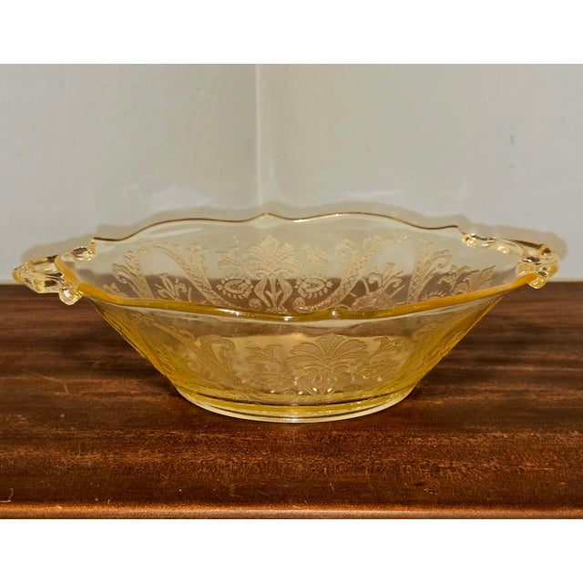 This exquisite Landrom pattern bowl by Lancaster Glass Co. captures the elegance of Depression-era American glassware....