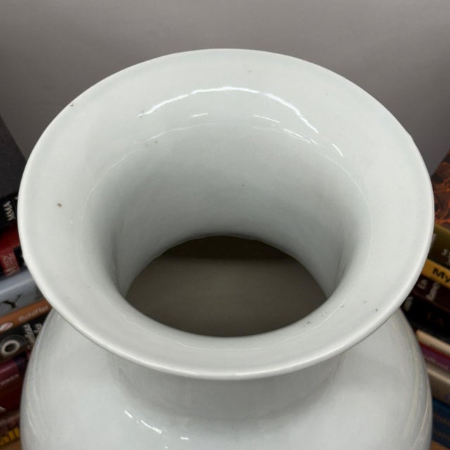White White Glazed Ceramic Vase with Flared Neck For Sale - Image 8 of 9