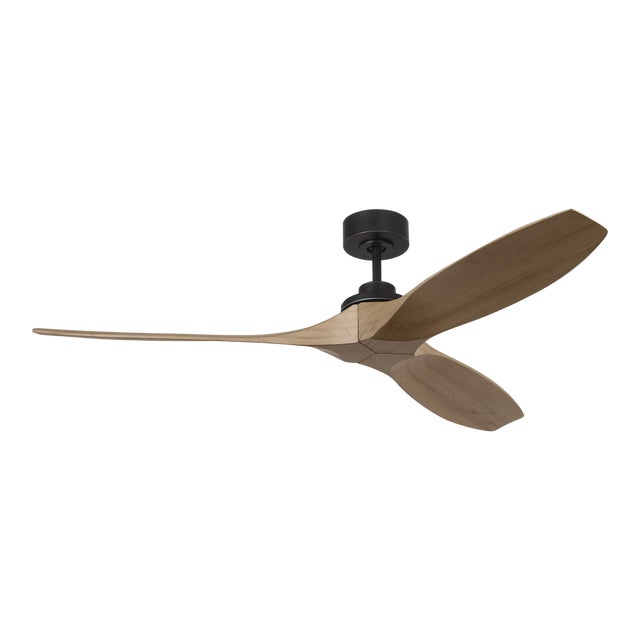 Visual Comfort Fan Collins Smart 60" Ceiling Fan in Midnight Black and Natural Honey For Sale