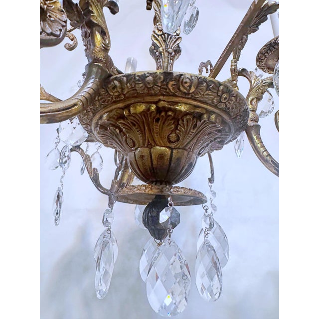 1920s Vintage Spanish Chandelier With Crystal Prisms For Sale In New York - Image 6 of 15