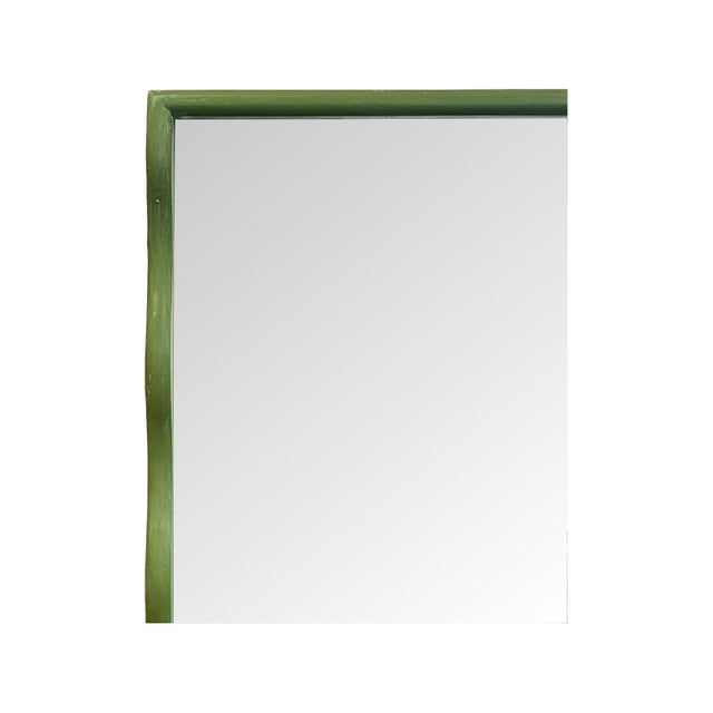 Wood Willow Scalloped Mirror Green For Sale - Image 7 of 11