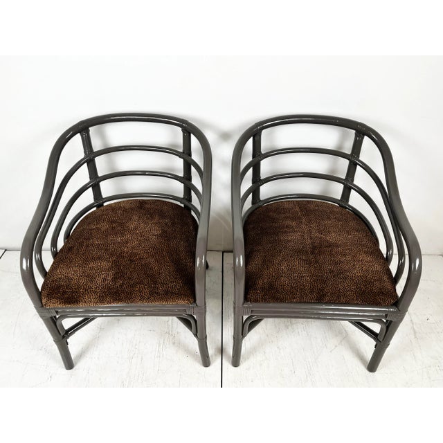 Vintage Lacquered Rattan Chairs- A Pair For Sale - Image 9 of 12