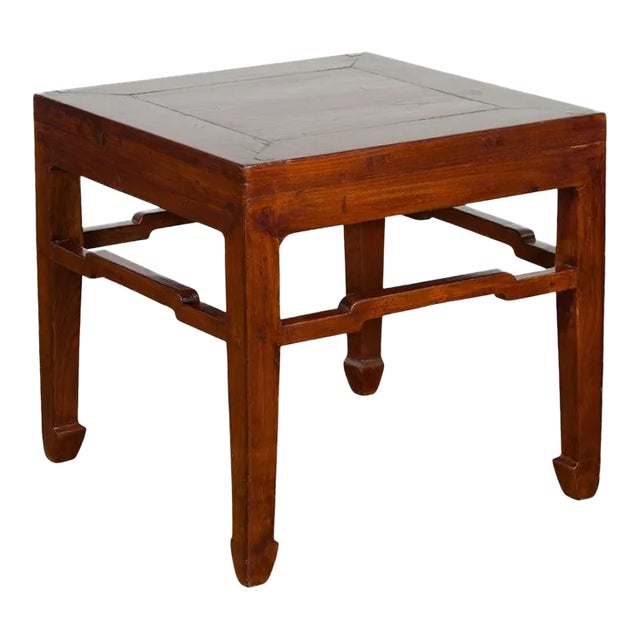 19th Century Chinese Qing Dynasty Period Side Table with Humpback Stretchers For Sale