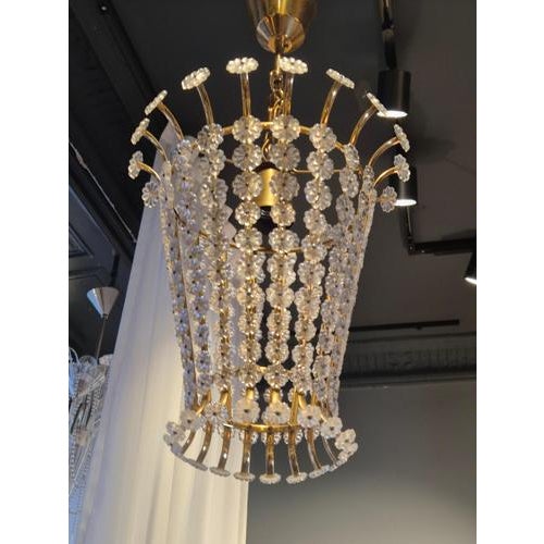 Swedish Modern Brass Pendant with Flower Decor, 1950s For Sale - Image 3 of 7