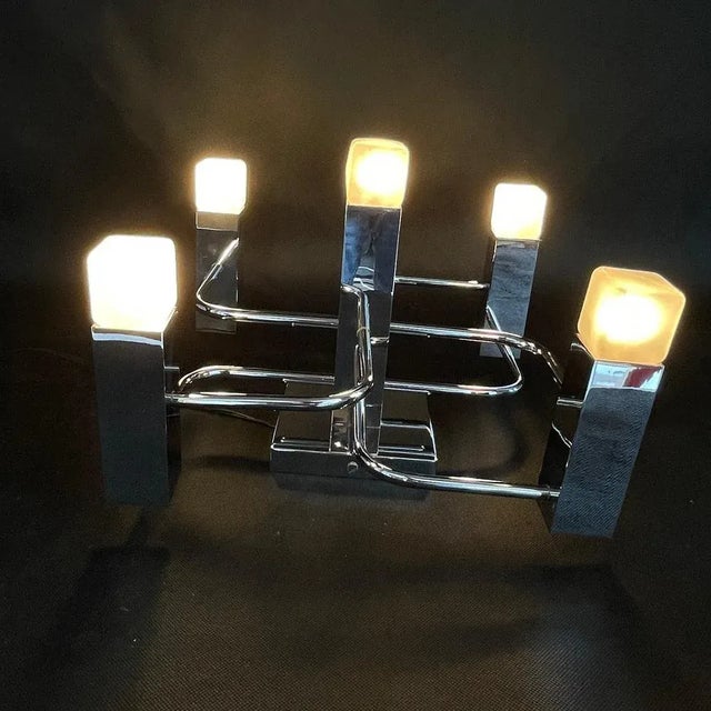 Silver Ceiling Lamp attributed to Gaetano Sciolari for Boulanger, 1970s For Sale - Image 8 of 10