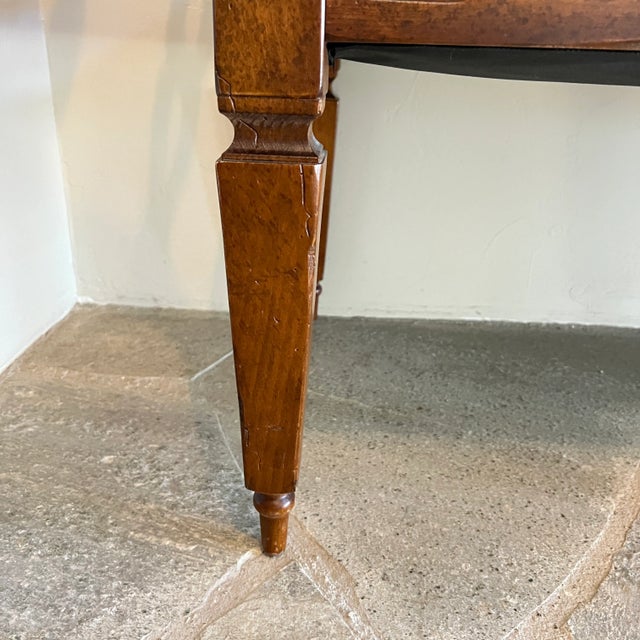 Late 20th Century Baker Milling Road Carved Wood Upholstered Bench With Slip Cover For Sale - Image 9 of 14