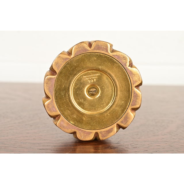 Gold Tiffany Studios New York Favrile Iridescent Art Glass Tall Bud Vase on Bronze Doré Stand For Sale - Image 8 of 12