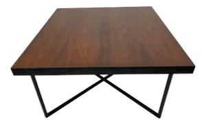 1960s Mid-Century Modern Teak and Iron X Base Side Table
