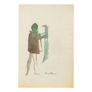 Mino Maccari, Standing Figure, 1936, Watercolor For Sale