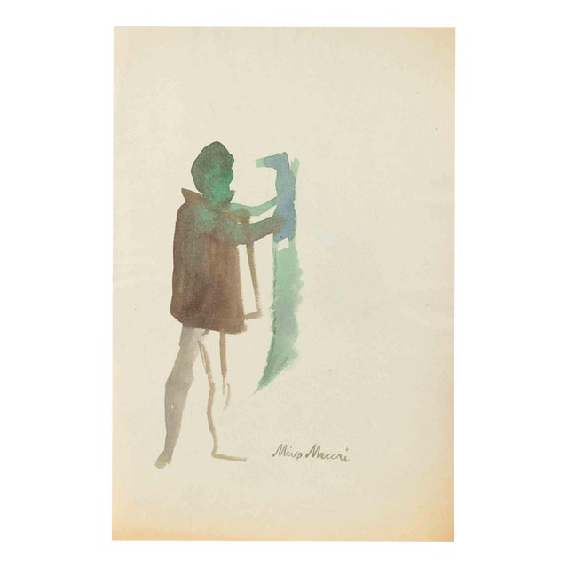 Mino Maccari, Standing Figure, 1936, Watercolor For Sale
