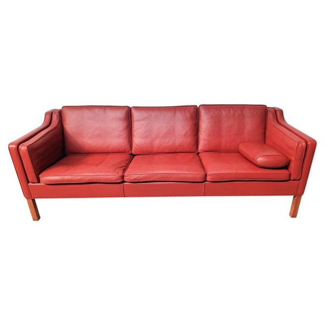 Restored 3 Seater Model 2213 Leather Sofa by Børge Mogensen, 1970s For Sale - Image 14 of 14