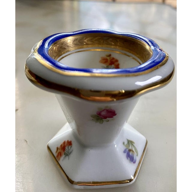 French Blue and Gold Soft-Boiled Porcelain Egg Service, Limoges, France, 1928, Set of 7 For Sale - Image 12 of 17