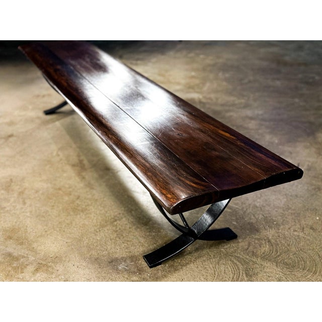 Brazilian Modern Bench by Liceu De Artes E Ofícios, Rosewood & Iron, 1960s For Sale - Image 11 of 14