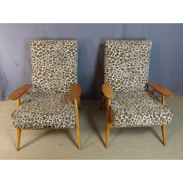 Textile Lounge Chairs by Pierre Guariche for Steiner, 1950s, Set of 2 For Sale - Image 7 of 13