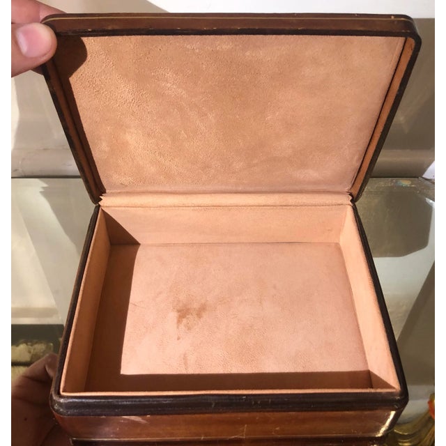 Italian Vintage Italian Leather Trinket Jewelry Box For Sale - Image 3 of 8