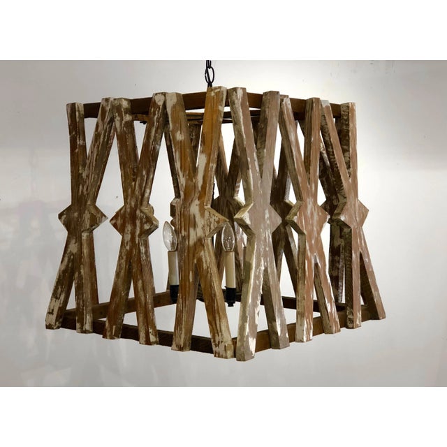 Reclaimed Pine Chandelier For Sale - Image 4 of 7