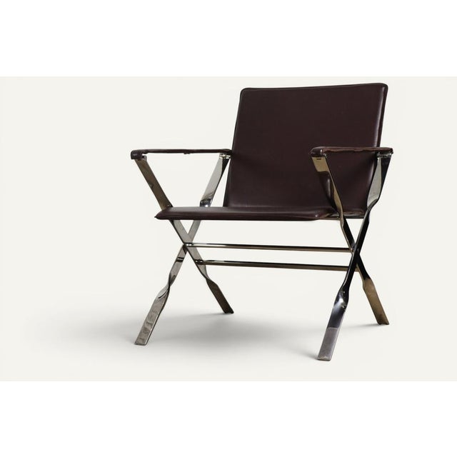 Leather and Chrome-Plated Metal Armchairs, Italy, 1970, Set of 2 For Sale - Image 15 of 18