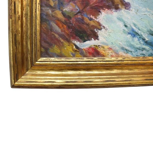 Oil on Board Painting of a Maine Coastal Scene Signed by Mo Henneman C1920 For Sale - Image 9 of 12