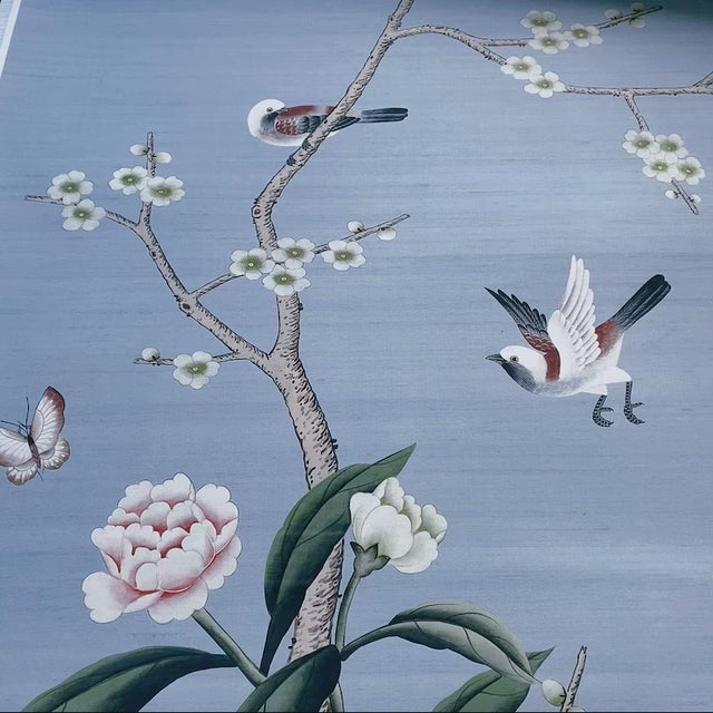 Chinoiserie W24”*48“/Panel, a Set of 2 Panels Chinoiserie Paintings, Unframed Wall Artwork, Tea Paper For Sale - Image 3 of 4