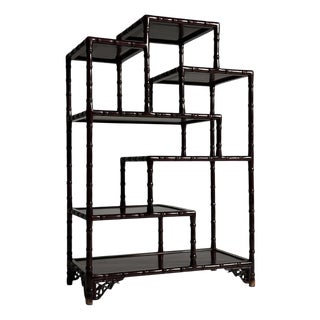 Faux Bamboo Shelf in Burgundy For Sale