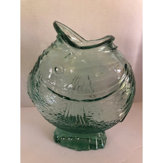 Mid-Century’s Carp Fish Open Mouth Pressed Clear Green Glass Vase For Sale - Image 12 of 12