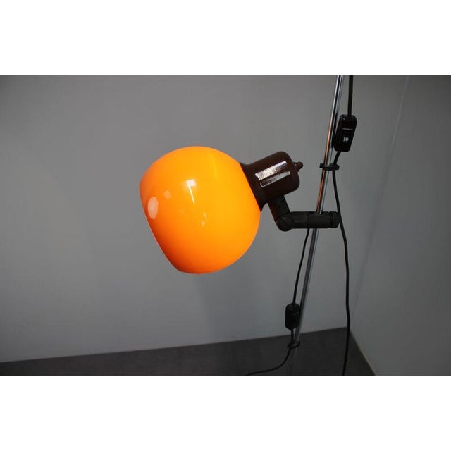 Hungarian Space Age Adjustable Double Floor Lamp in Orange and Brown Chrom, 1970s For Sale - Image 11 of 13