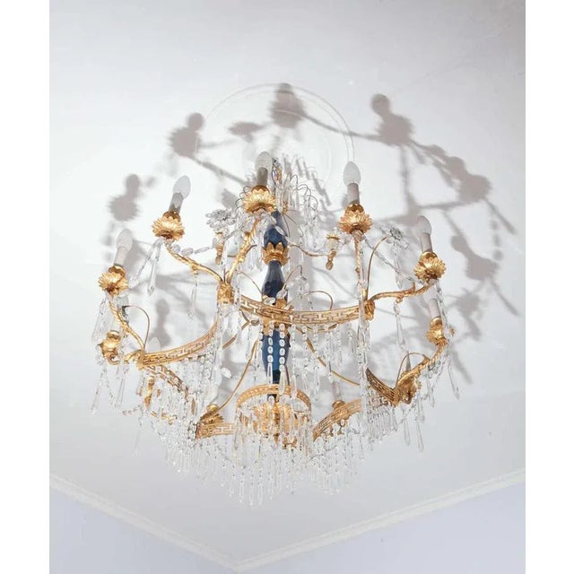 19th Century Neoclassical Crystal & Gilt Bronze 12-Light Chandelier For Sale - Image 5 of 6