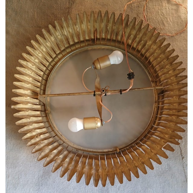 1960s Gilt Iron Ceiling Lamp from Ferro Art, 1960s For Sale - Image 5 of 7