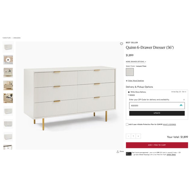 West Elm Quinn 6-Drawer Dresser in Haze - Like New For Sale In Los Angeles - Image 6 of 6