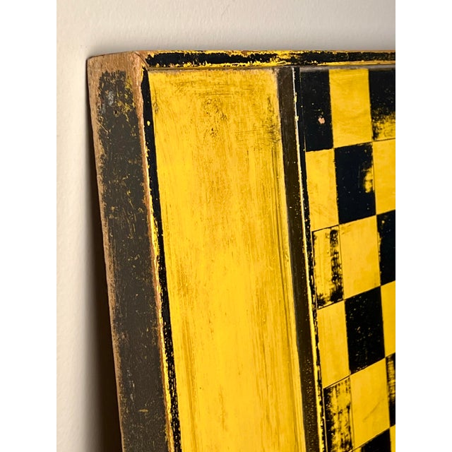 20th Century Folk Art Paint Decorated Game Board in Black and Mustard Yellow For Sale In Philadelphia - Image 6 of 10
