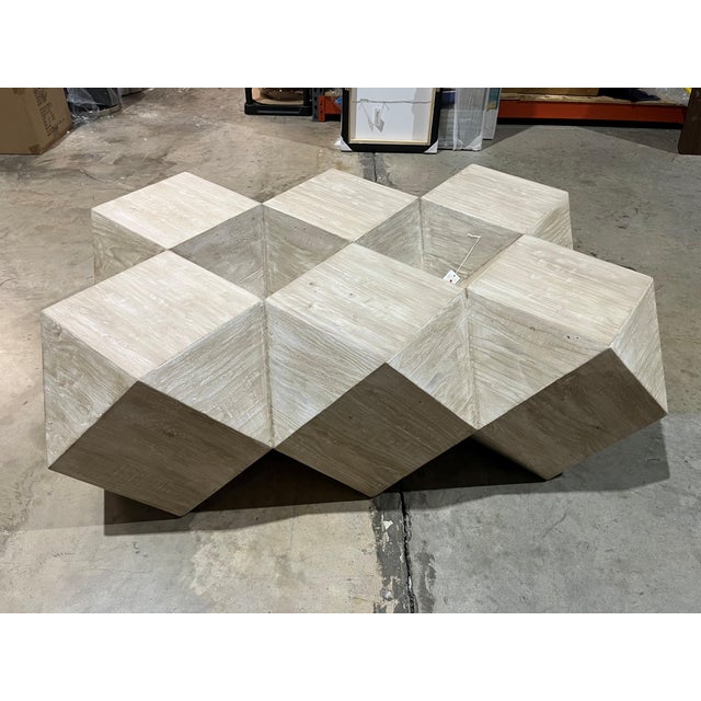 CFC Rustic Wood Geometric Coffee Table For Sale In West Palm - Image 6 of 7