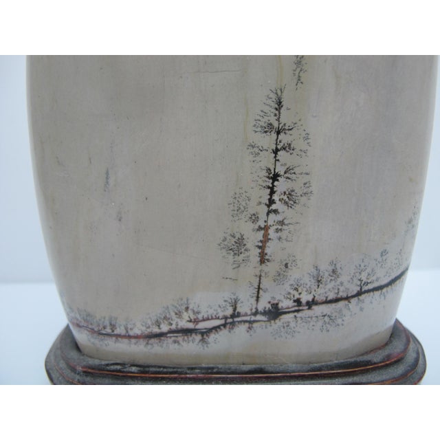Chinese Natural Painting Dream Stone Meditational Scholars Siltstone Wood Stand For Sale - Image 4 of 12