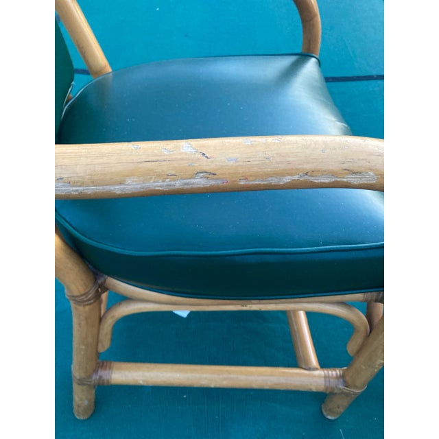 1990s Pair Mid-Century Modern Shelby Williams Green Leather Bentwood Acacia Chairs For Sale - Image 10 of 10