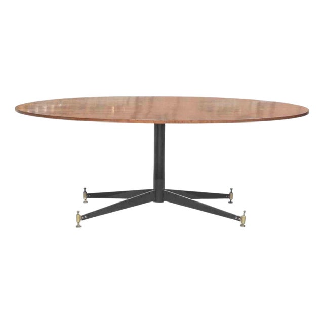 Vintage Table in Wood and Brass by Ignazio Gardella, Italy, 1970s For Sale