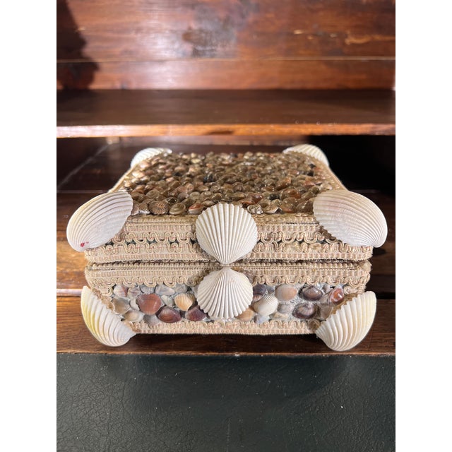 Vintage Mediterranean Grotto Style Decorative Box With Velvet Interior For Sale In Palm Springs - Image 6 of 13