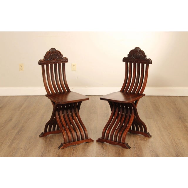 Victorian Italian Renaissance Revival Style Savonarola Side Chairs For Sale - Image 3 of 12