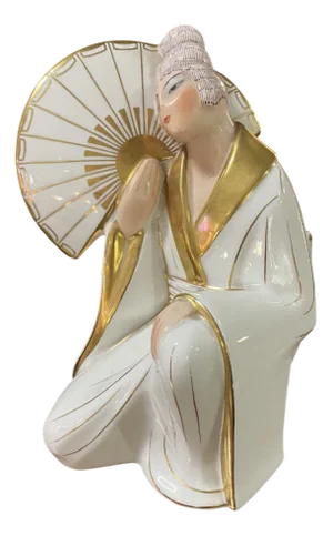 Limoges Porcelain Chinese Woman with Fan, 1930s