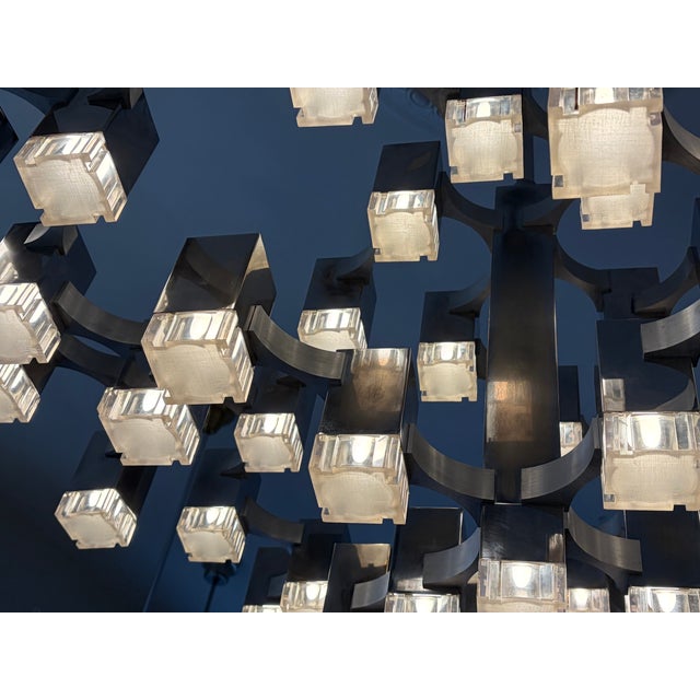 Large Mid-Century Italian Cubic Chandelier by Gaetano Sciolari, 1970 For Sale - Image 10 of 17