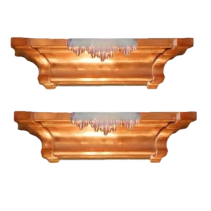 French Art Deco Copper and Opalescent Glass Icicle Sconces by Ezan - a Pair
