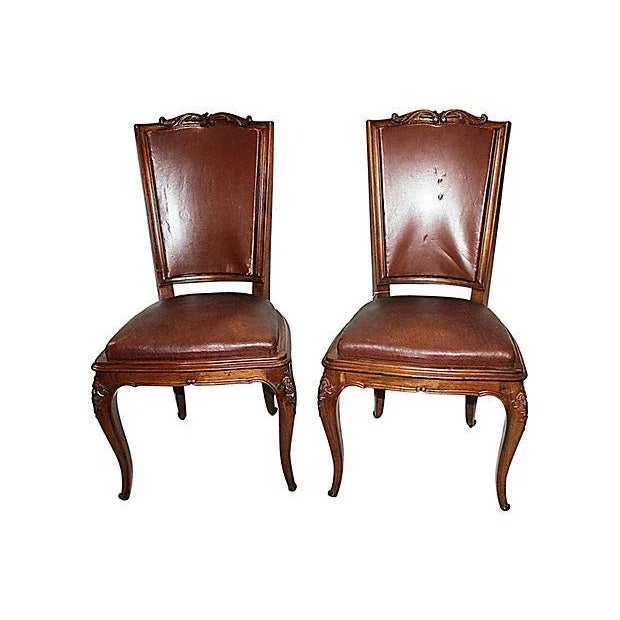 French Walnut Side Chairs - A Pair For Sale