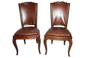 French Walnut Side Chairs - A Pair