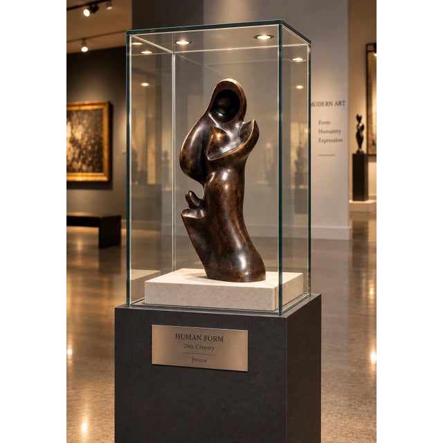 Bronze 1950s Attribute to Henry Moore Upright Internal External Form Bronze Sculpture For Sale - Image 8 of 10