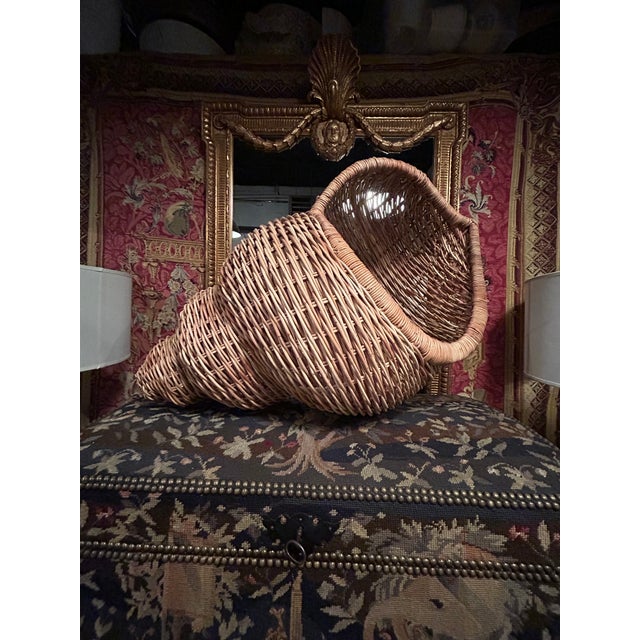 Monumental Woven Rattan Shell Form Sculpture For Sale - Image 9 of 11
