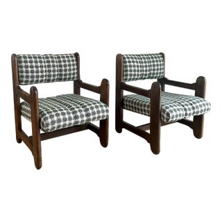 1970s Vintage Rustic Modern Newly Reupholstered Czechoslovakian Chairs - Set of 2 For Sale
