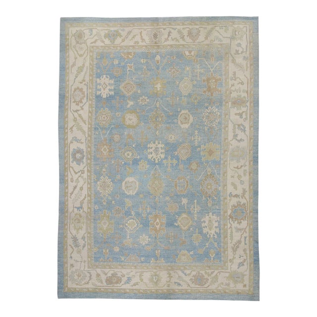 Modern Turkish Oushak Rug 10'7" x 14'8" For Sale